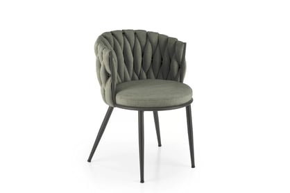 Jedálenské kreslo Verosa - olivová pletenina Nea 73 / čierna