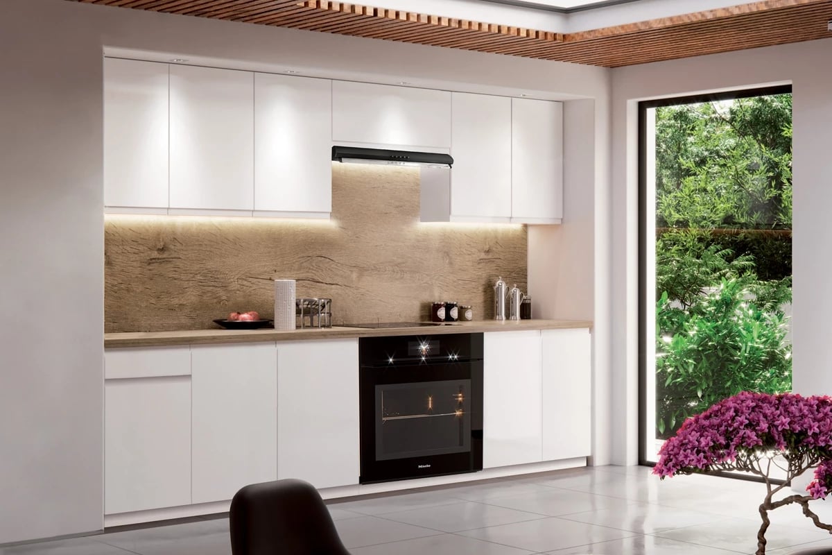 Kuchyňská sestava Aspen 260 cm – bílý lesk Kuchyně Aspen Bílý lesk