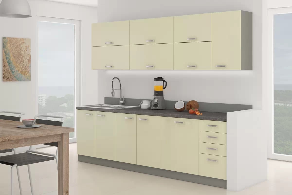 Kuchyňská sestava Karmen 2,6 m s deskou a dřezem Kuchyně Karmen - Komplet 2,6 s deskou a dřezem - Komplet nábytku Kuchyňských