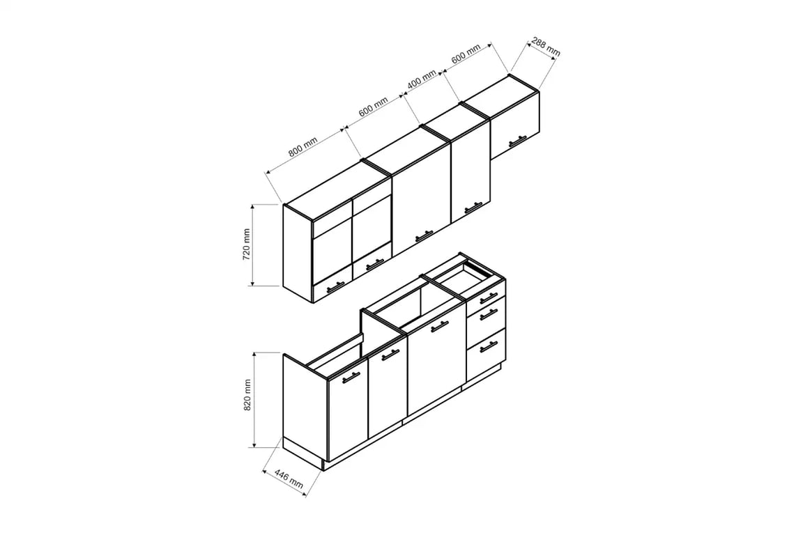 Kuchyňská linka Vita 240 cm - bílý lesk Nábytek do kuchyně Vita 