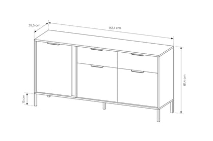 Komoda Interi 150 cm se zásuvkami - antracit Komoda třídveřová s zásuvkami Interi 150 cm - Antracytová 