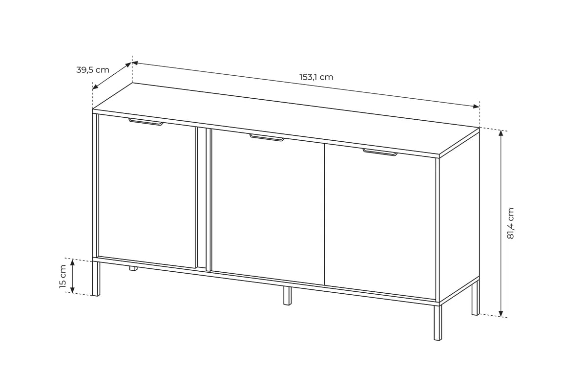 Komoda Interi 150 cm - antracitová Komoda trojdverová Interi 150 cm - Antracytová 
