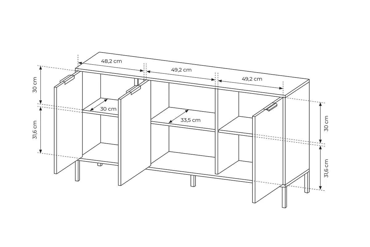 Komoda Interi 150 cm - antracitová Komoda trojdverová Interi 150 cm - Antracytová 