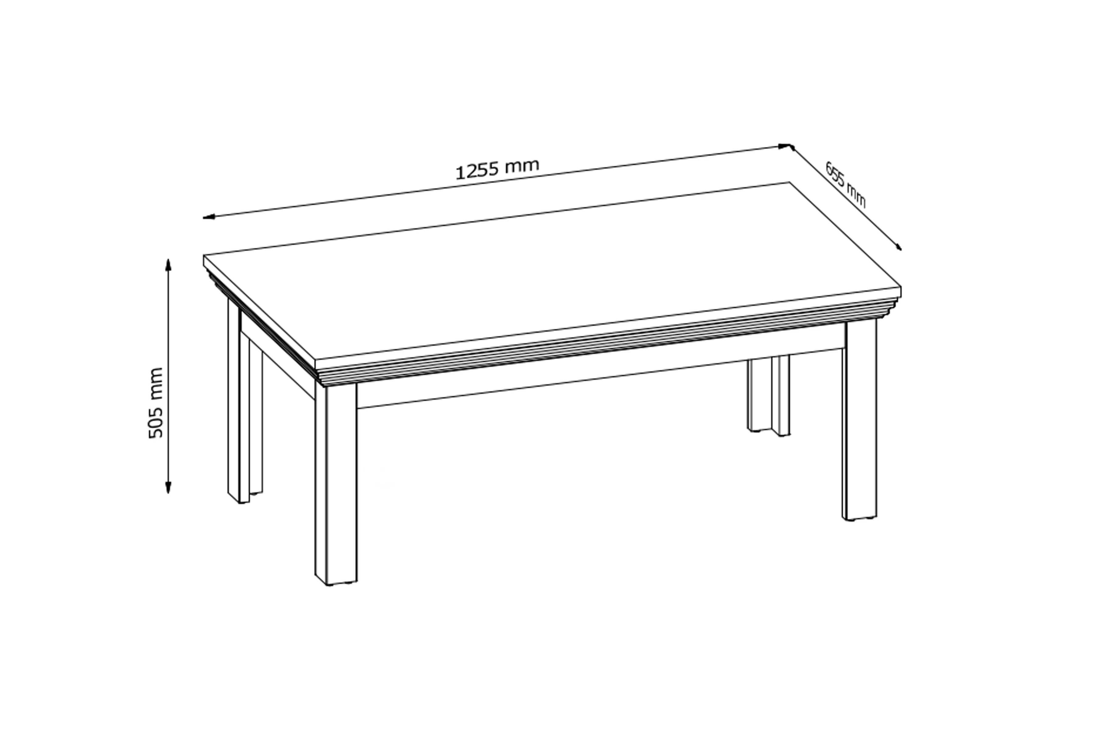 Konferenčný stolík Royal LN2 - Borovica Nordic/Divoký dub - Koncovka Série Konferenčný Stolík do obývacej izby Royal 125x65 cm - Borovica Nordic/Divoký dub