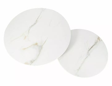 Sada konferenčních stolků Kora D - bílá / efekt mramoru / černý mat Konferenční stolek kora d biaLy fi80 fi60/ černá mat Komplet