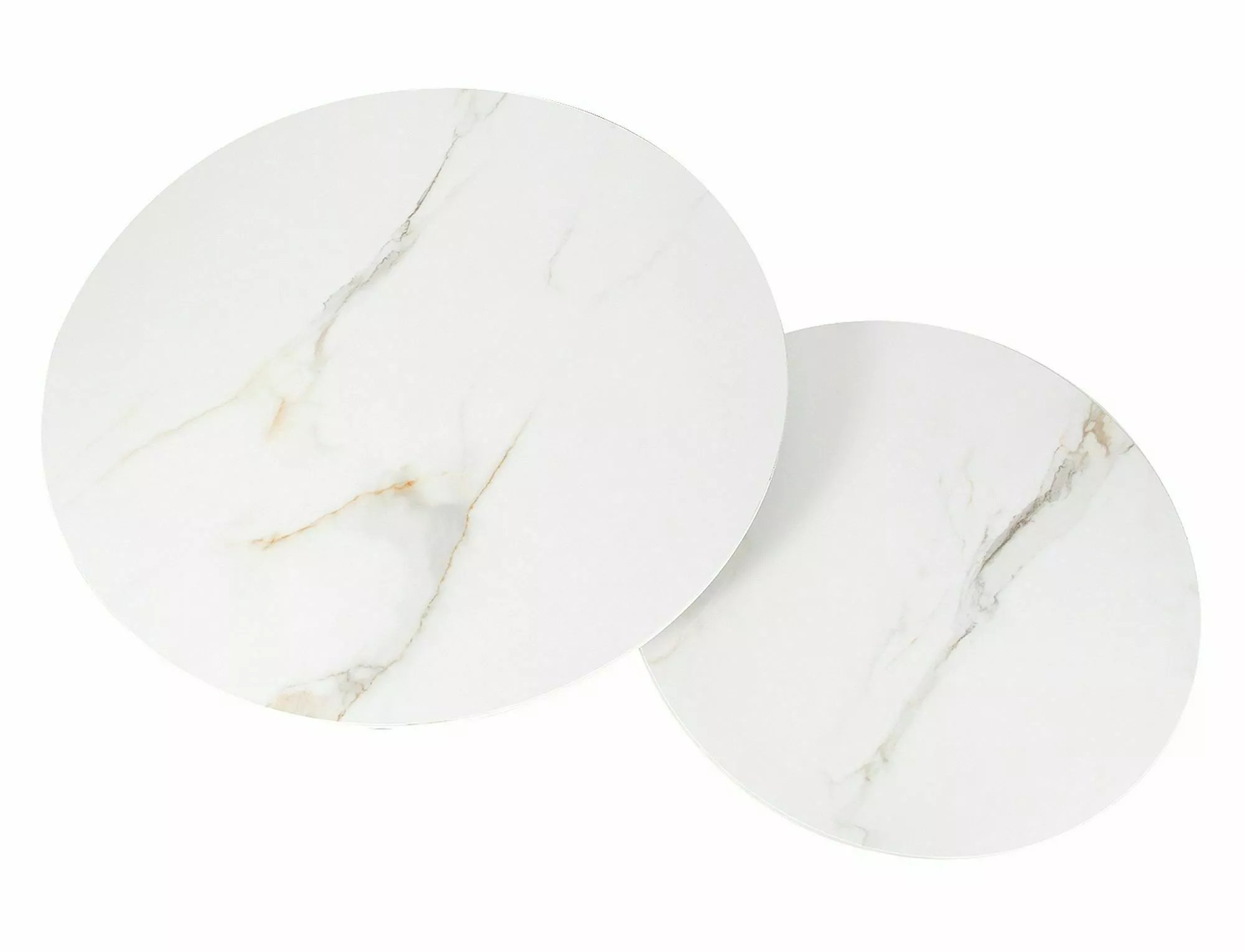 Súprava konferenčných stolíkov Kora D - biela / mramorový efekt / čierny mat Konferenčný Stolík kora d biaLy fi80 fi60/ Čierny mat Komplet