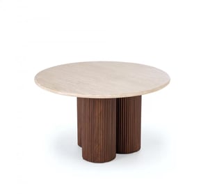 Konferenčný stolík Dorotea 80 cm - travertín / orechový dekor Konferenčný stolík okragla Dorotea 80 cm do obývacej izby - Travertín / orieškový