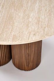 Konferenčný stolík Dorotea 80 cm - travertín / orechový dekor Konferenčný stolík okragla Dorotea 80 cm do obývacej izby - Travertín / orieškový