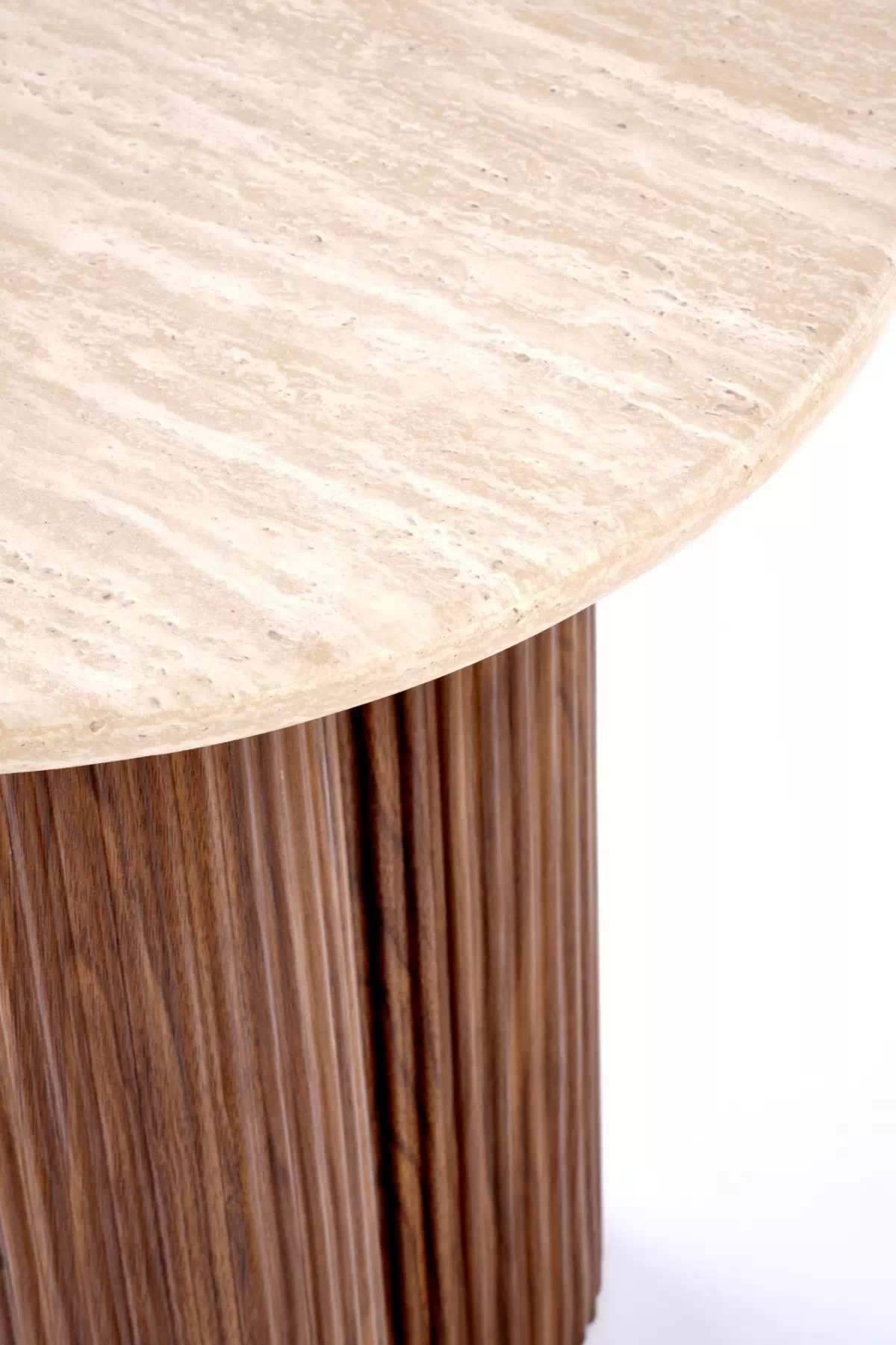 Konferenční stolek Dorotea S 50 cm - travertin / ořechová Konferenční stolek okragla Dorotea S 50 cm pro obývacího pokoje - travertin / ořechový