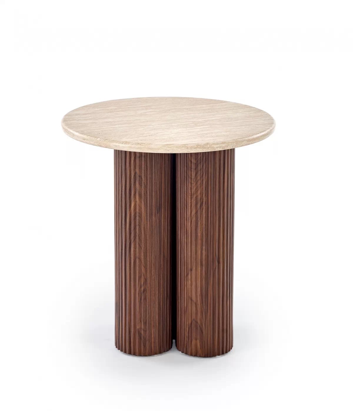 Konferenční stolek Dorotea S 50 cm - travertin / ořechová Konferenční stolek okragla Dorotea S 50 cm pro obývacího pokoje - travertin / ořechový