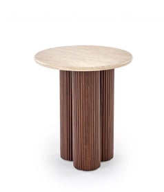 Konferenčný stolík Dorotea S 50 cm - travertín / orechový dekor Konferenčný stolík okragla Dorotea S 50 cm do obývacej izby - Travertín / orieškový