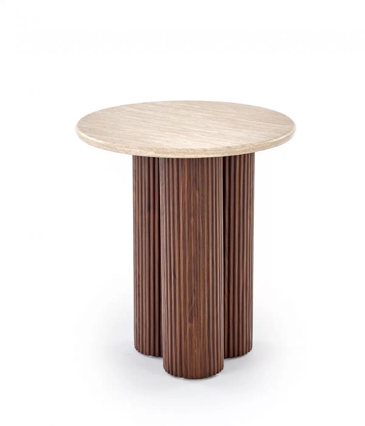 Konferenční stolek Dorotea S 50 cm - travertin / ořechová Konferenční stolek okragla Dorotea S 50 cm pro obývacího pokoje - travertin / ořechový