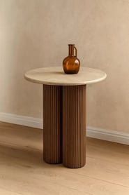 Konferenčný stolík Dorotea S 50 cm - travertín / orechový dekor Konferenčný stolík okragla Dorotea S 50 cm do obývacej izby - Travertín / orieškový