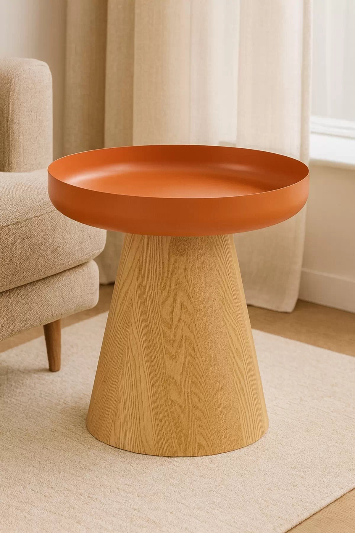 Konferenční stolek Gina 40 cm - přírodní / skořicová Konferenční stolek okragla Gina 40 cm pro obývacího pokoje - přírodní / skořicová