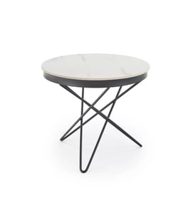 Kulatý konferenční stolek Leila 60 cm – bílý mramor / černá Konferenční stolek okragla leila 60 cm - bílá mramor / černá