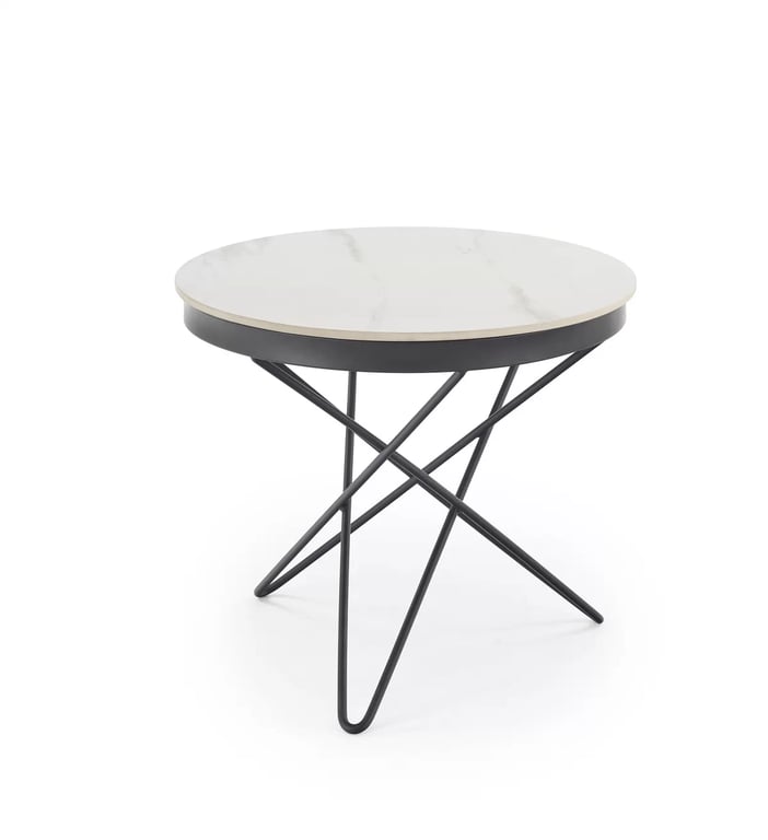 Kulatý konferenční stolek Leila 60 cm – bílý mramor / černá Konferenční stolek okragla leila 60 cm - bílá mramor / černá