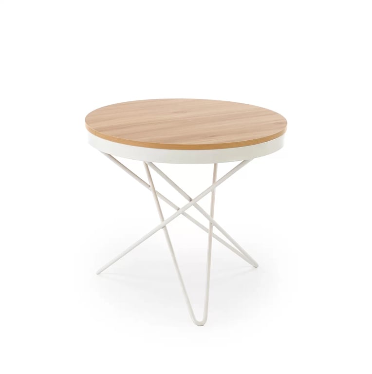 Kulatý konferenční stolek Leila 60 cm – přírodní / bílá Konferenční stolek okragla leila 60 cm - přírodní / bílá
