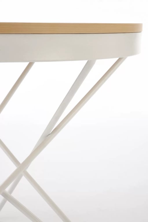 Kulatý konferenční stolek Leila 60 cm – přírodní / bílá Konferenční stolek okragla leila 60 cm - přírodní / bílá