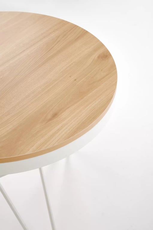 Kulatý konferenční stolek Leila 60 cm – přírodní / bílá Konferenční stolek okragla leila 60 cm - přírodní / bílá