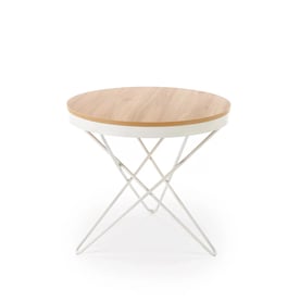 Kulatý konferenční stolek Leila 60 cm – přírodní / bílá