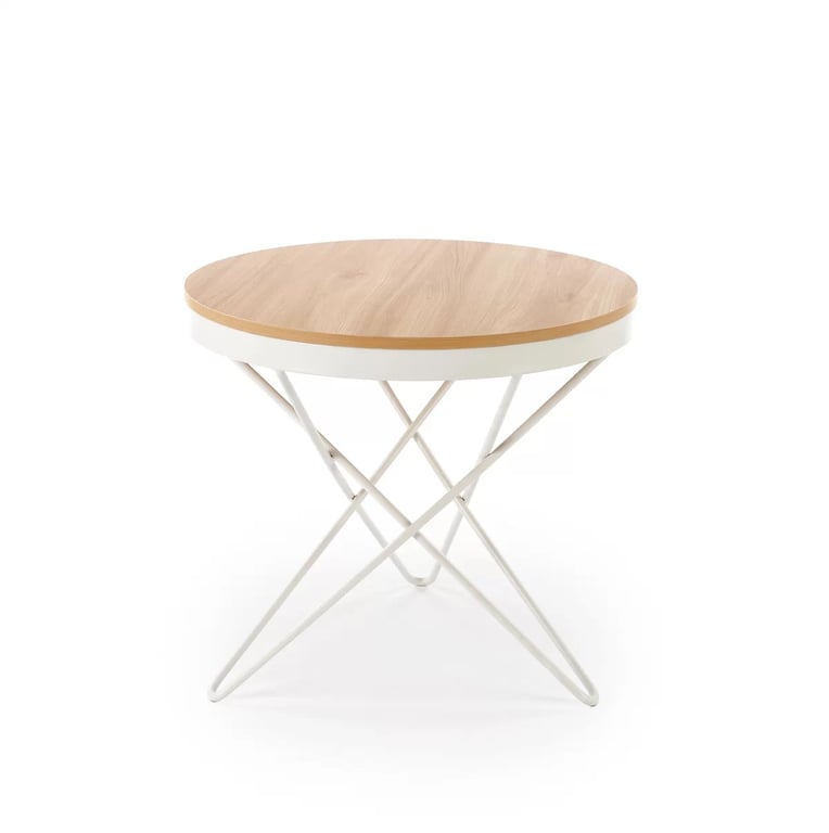 Kulatý konferenční stolek Leila 60 cm – přírodní / bílá Konferenční stolek okragla leila 60 cm - přírodní / bílá