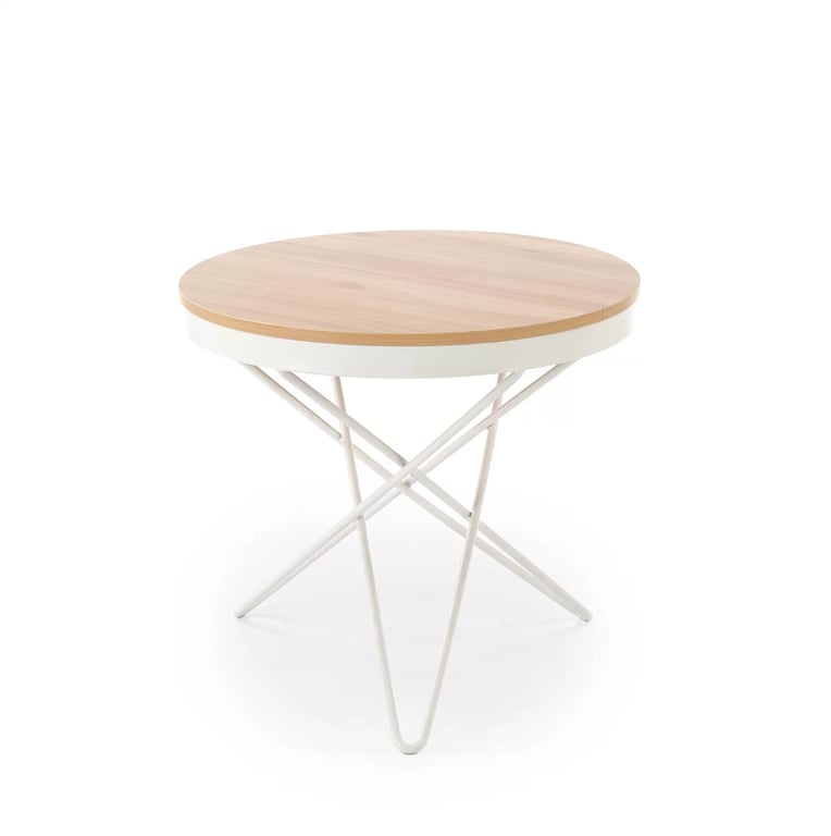 Kulatý konferenční stolek Leila 60 cm – přírodní / bílá Konferenční stolek okragla leila 60 cm - přírodní / bílá