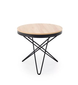 Kulatý konferenční stolek Leila 60 cm – přírodní / černá Konferenční stolek okragla leila 60 cm - přírodní / černá