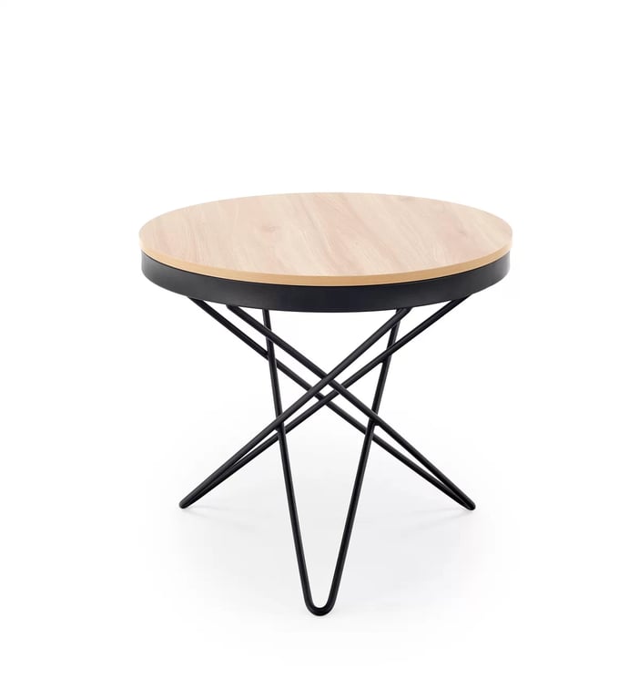 Kulatý konferenční stolek Leila 60 cm – přírodní / černá Konferenční stolek okragla leila 60 cm - přírodní / černá