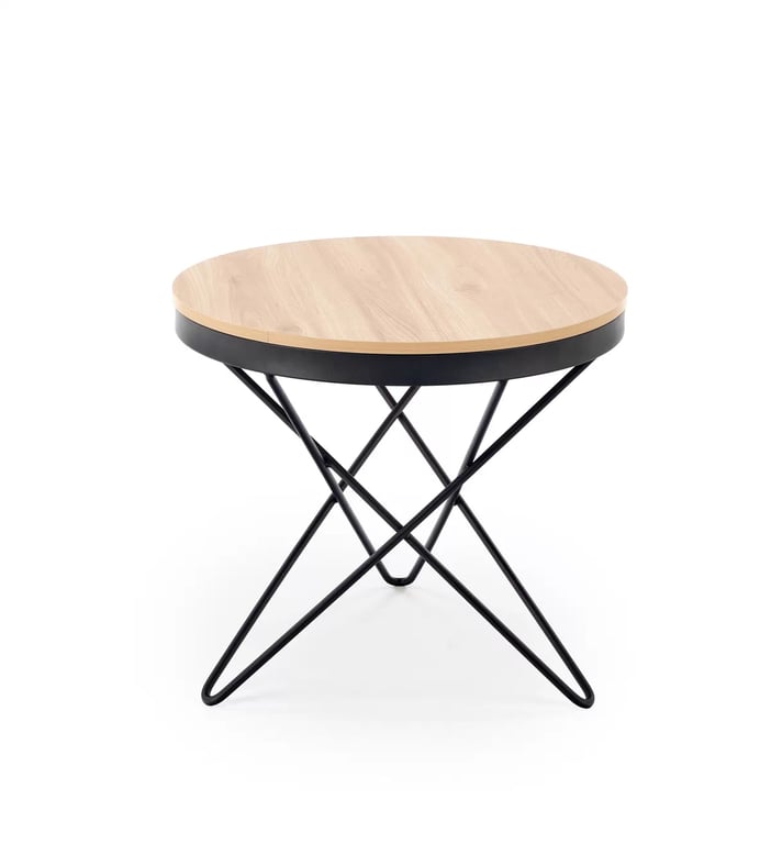 Kulatý konferenční stolek Leila 60 cm – přírodní / černá Konferenční stolek okragla leila 60 cm - přírodní / černá