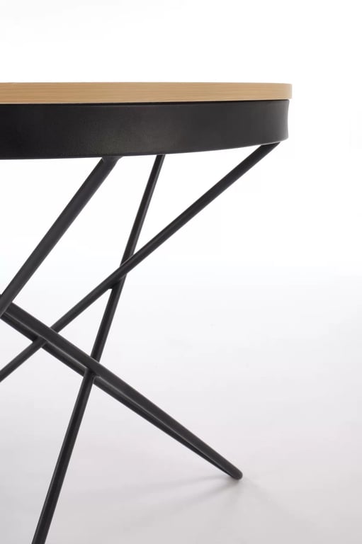 Kulatý konferenční stolek Leila 60 cm – přírodní / černá Konferenční stolek okragla leila 60 cm - přírodní / černá