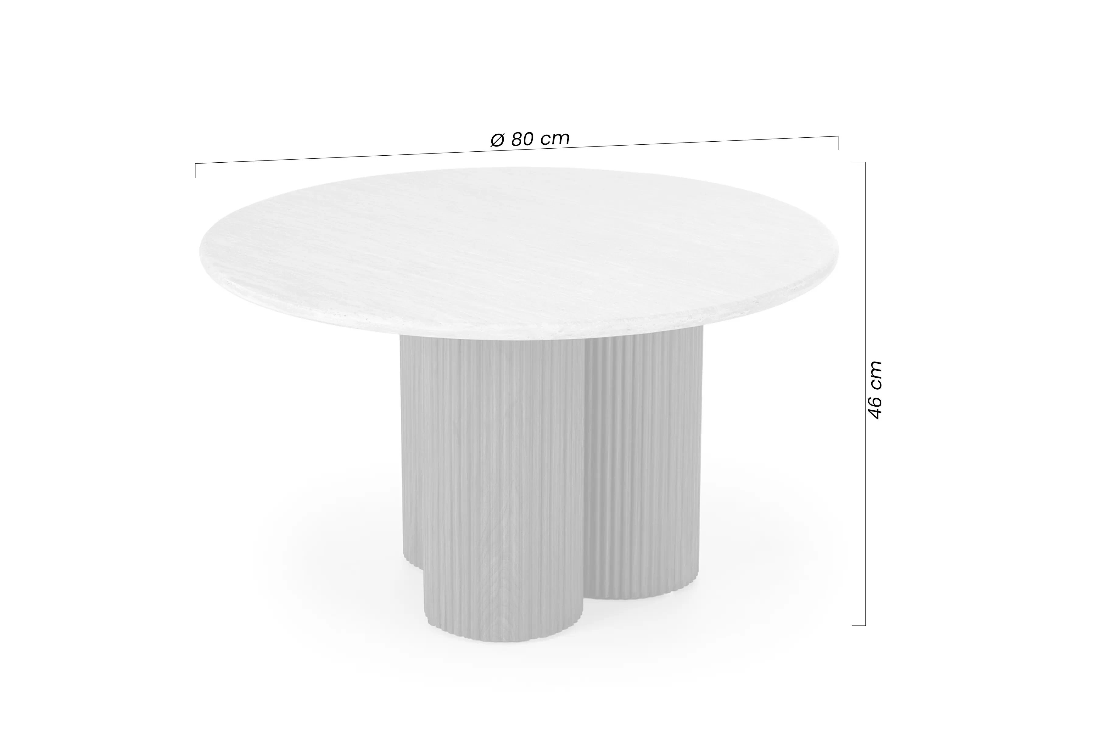 Okrúhly konferenčný stolík Massia 80 cm do obývačky - travertín / orech Konferenčný stolík okragla Massia 80 cm do obývacej izby - Travertín / Orech