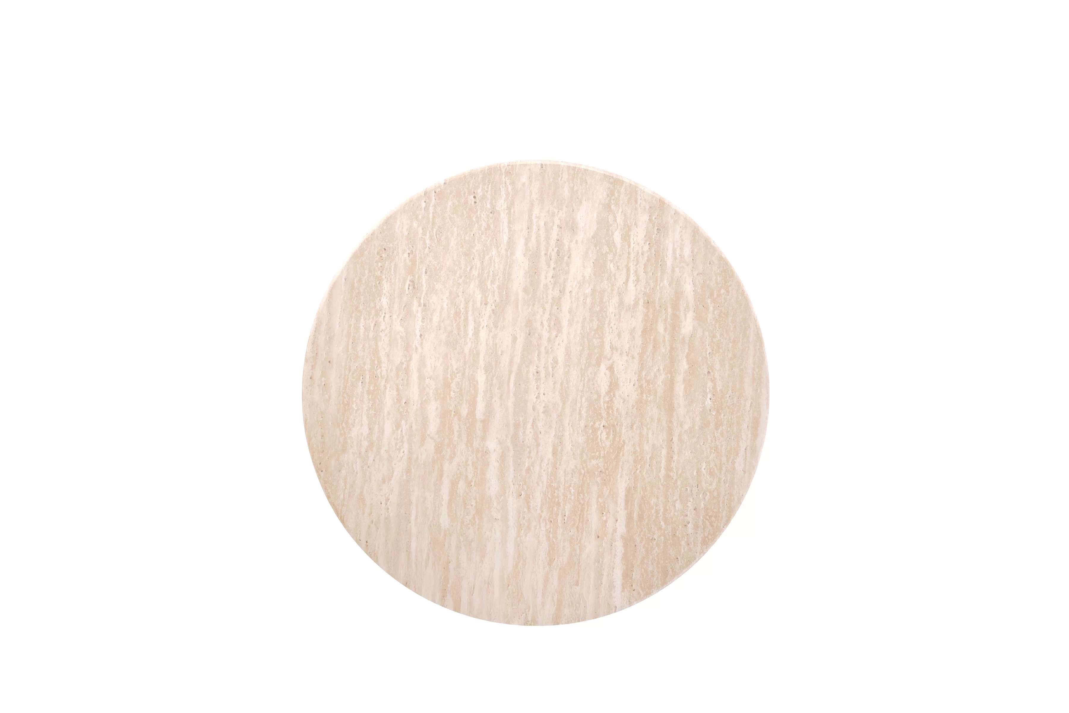 Okrúhly konferenčný stolík Massia II 50 cm do obývačky - travertín / orech Konferenčný stolík okragla Massia Mini 50 cm do obývacej izby - Travertín / Orech