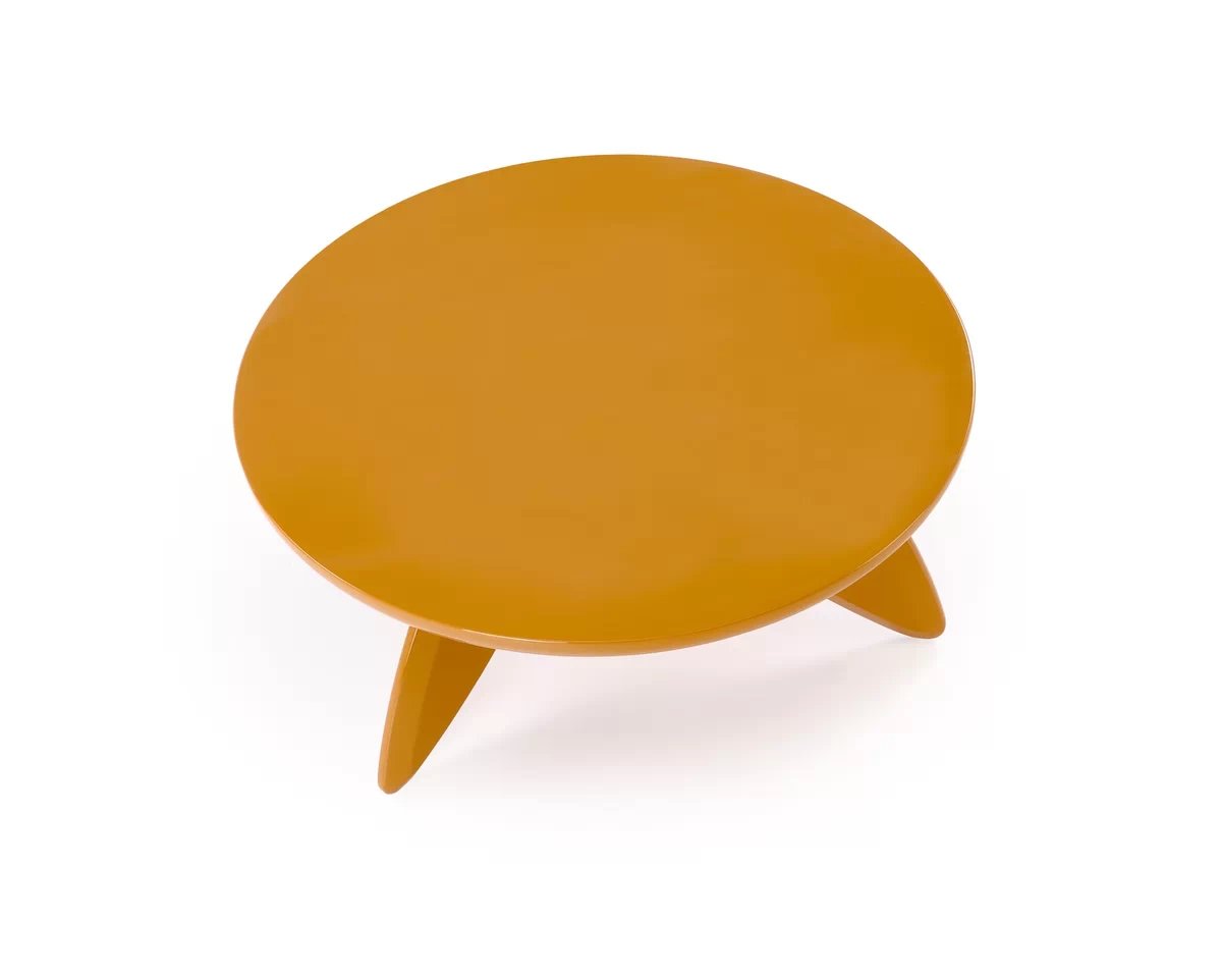 Kulatý konferenční stolek Soraya 80 cm – hořčicová Konferenční stolek okragla soraya 80 cm - hořčice