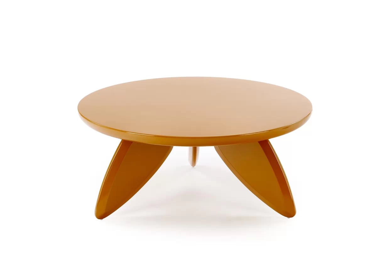 Kulatý konferenční stolek Soraya 80 cm – hořčicová Konferenční stolek okragla soraya 80 cm - hořčice