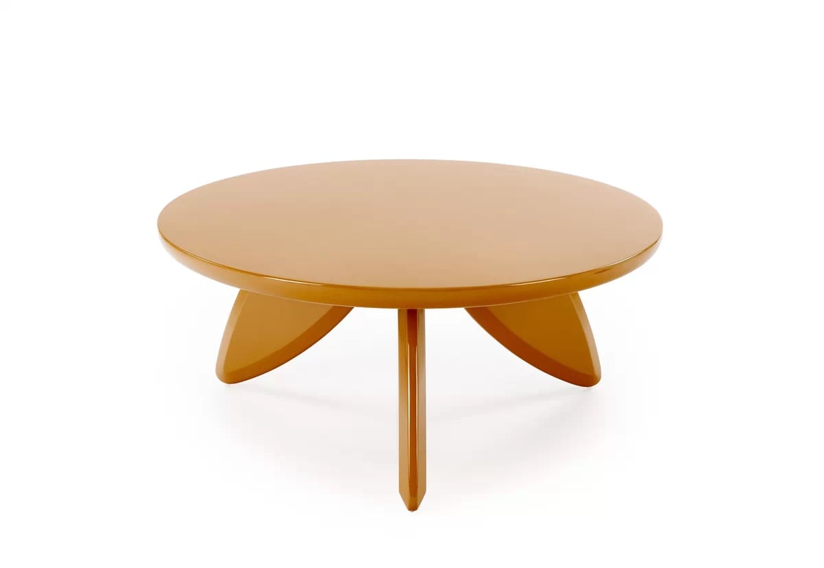 Kulatý konferenční stolek Soraya 80 cm – hořčicová Konferenční stolek okragla soraya 80 cm - hořčice