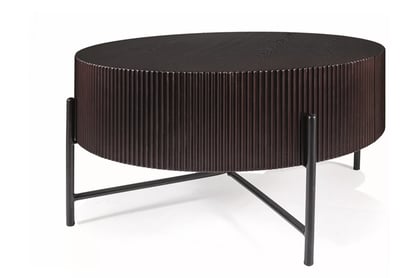 Konferenčný stolík Tuca okrúhly 80 cm - tmavý orech / čierny mat