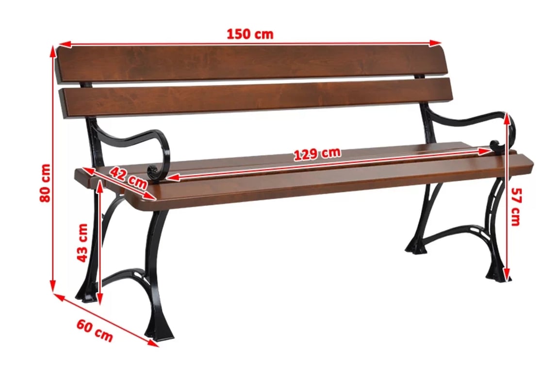 Zahradní lavice Královská s područkami 150 cm - cypřiš Lawka ogrodowa Krolewska z podlokietnikami 150 cm - cyprys