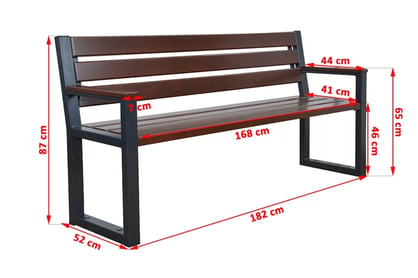 Zahradní lavice s opěradlem a područkami 182 cm - palisandr Lawka ogrodowa z oparciem i podlokietnikami - palisander