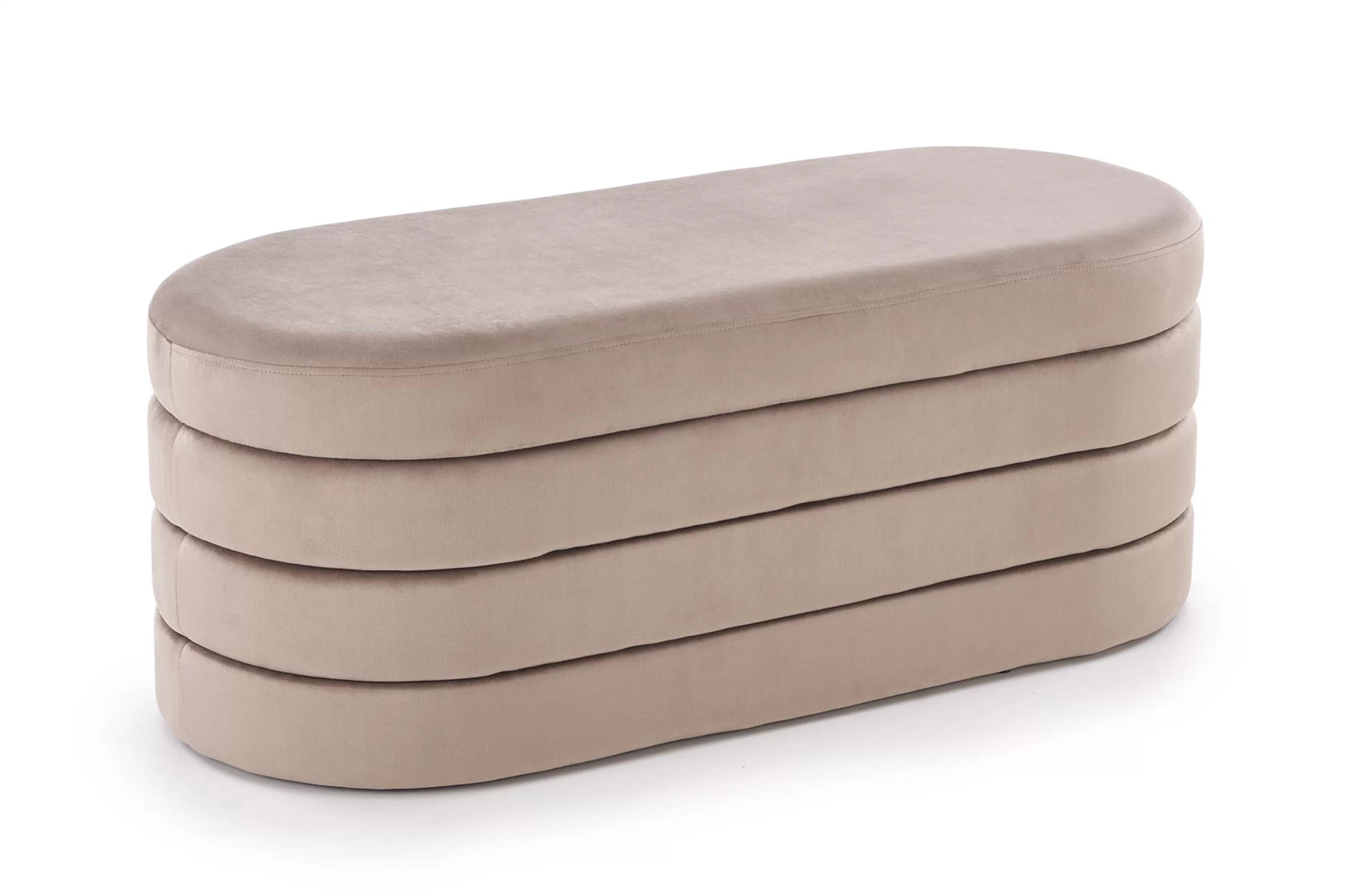 Čalúnená lavica Velio so zásobníkom do predsiene - béžový zamat Lawka čalúnená Velio s úložným priestorom do predsienie - béžový velúr