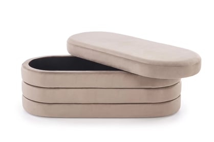 Čalúnená lavica Velio so zásobníkom do predsiene - béžový zamat Lawka čalúnená Velio s úložným priestorom do predsienie - béžový velúr