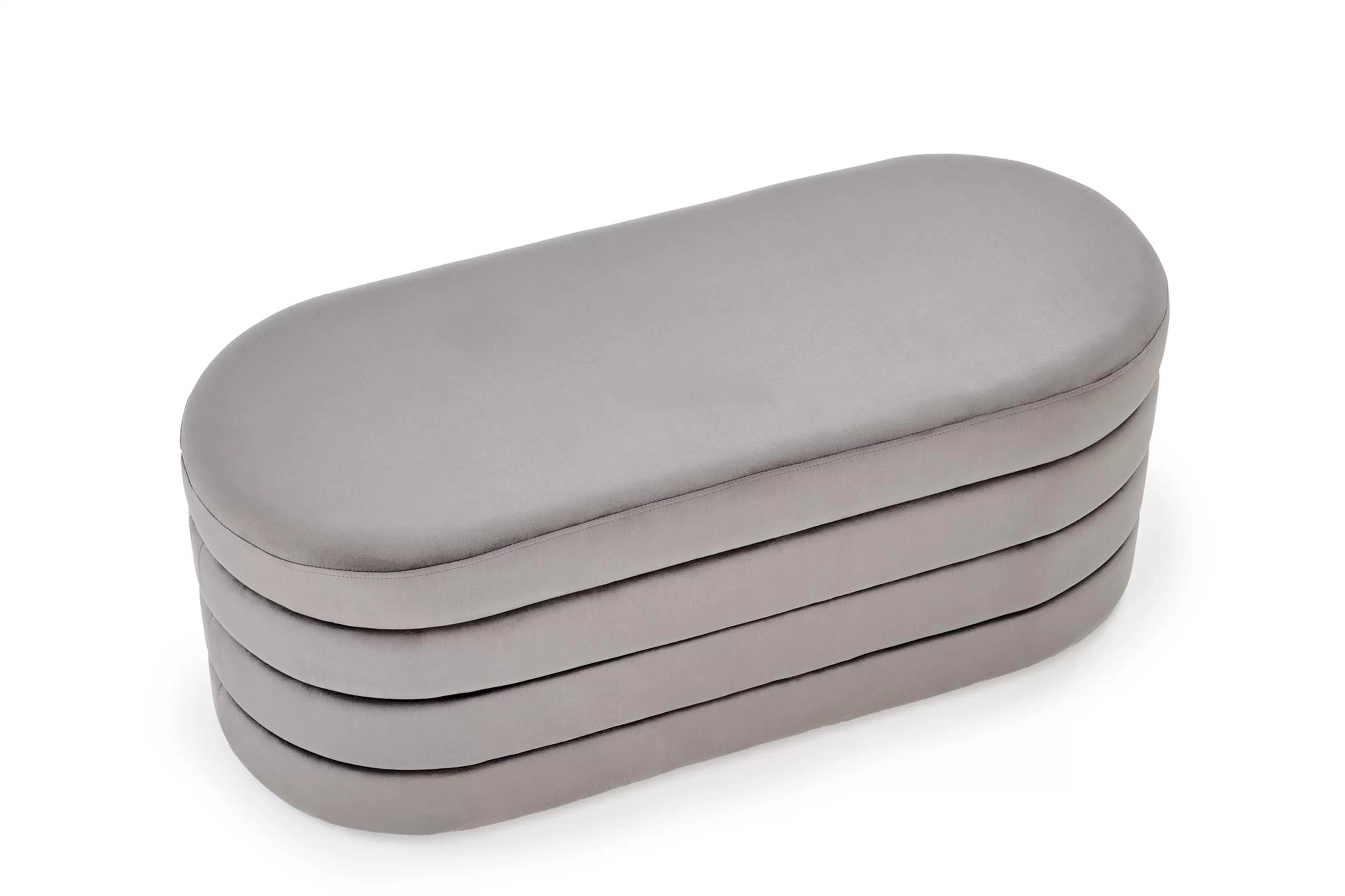 Čalúnená lavica Velio so zásobníkom do predsiene - popelavý zamat Lawka čalúnená Velio s úložným priestorom do predsienie - Popolový velúr