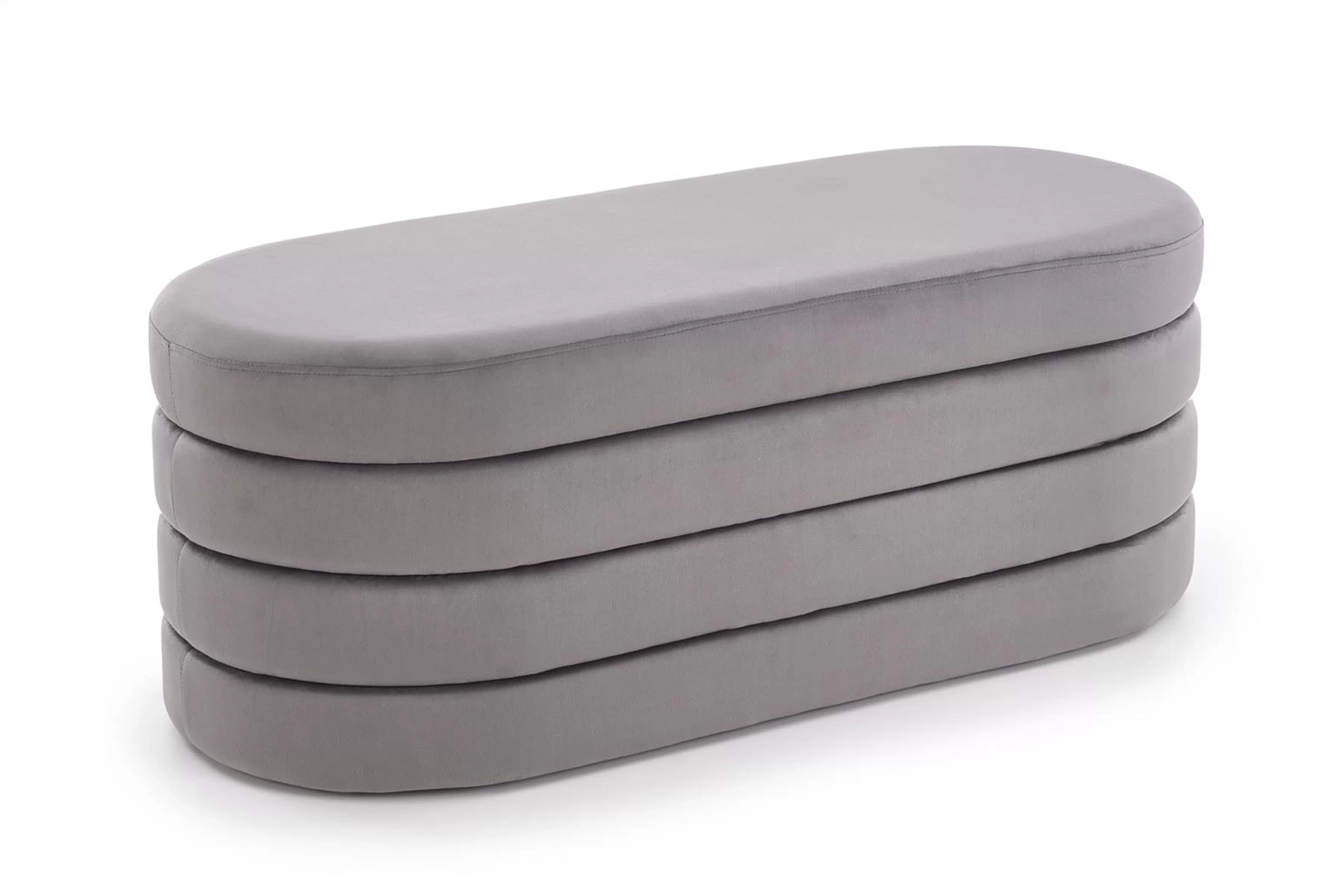 Čalúnená lavica Velio so zásobníkom do predsiene - popelavý zamat Lawka čalúnená Velio s úložným priestorom do predsienie - Popolový velúr