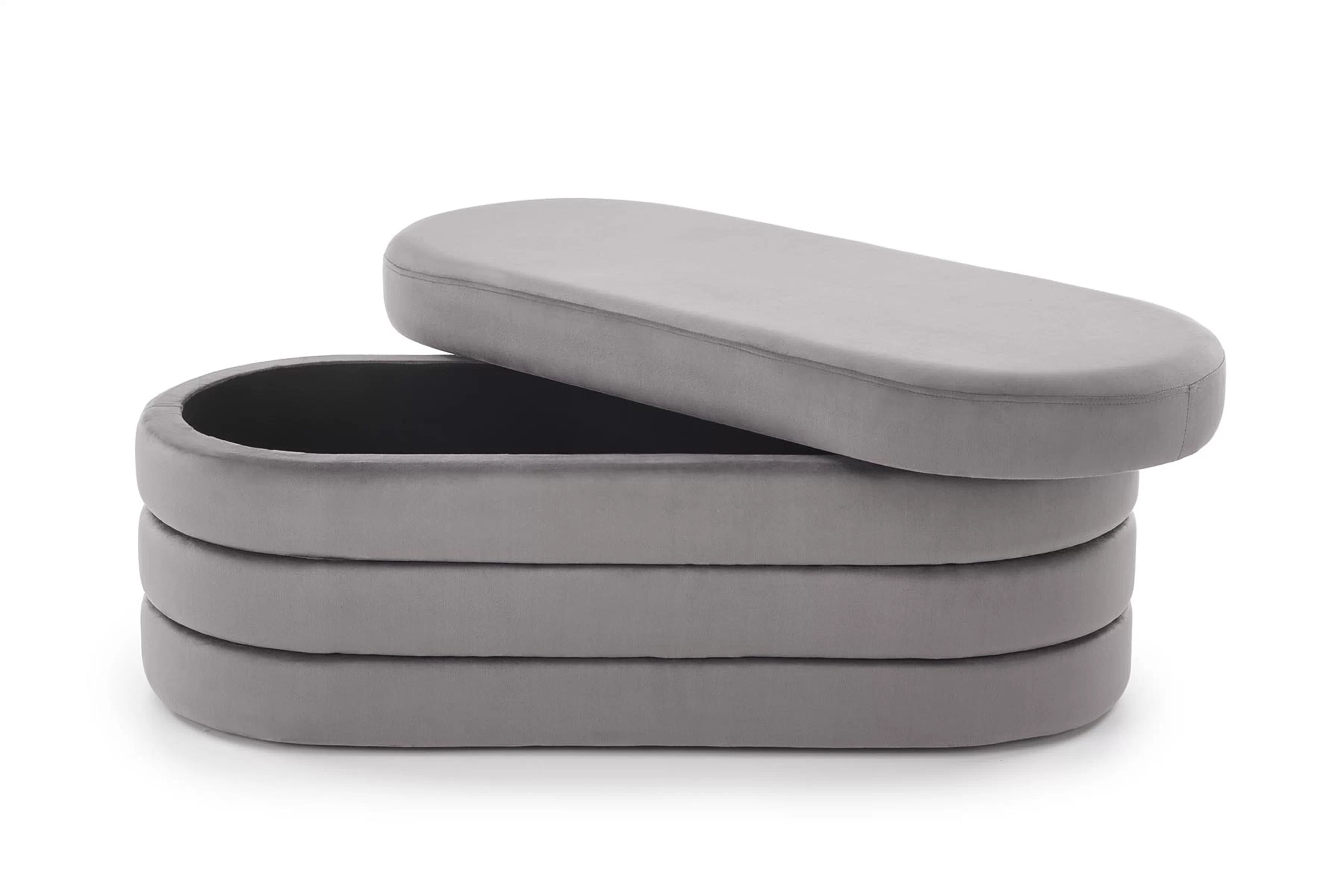 Čalúnená lavica Velio so zásobníkom do predsiene - popelavý zamat Lawka čalúnená Velio s úložným priestorom do predsienie - Popolový velúr