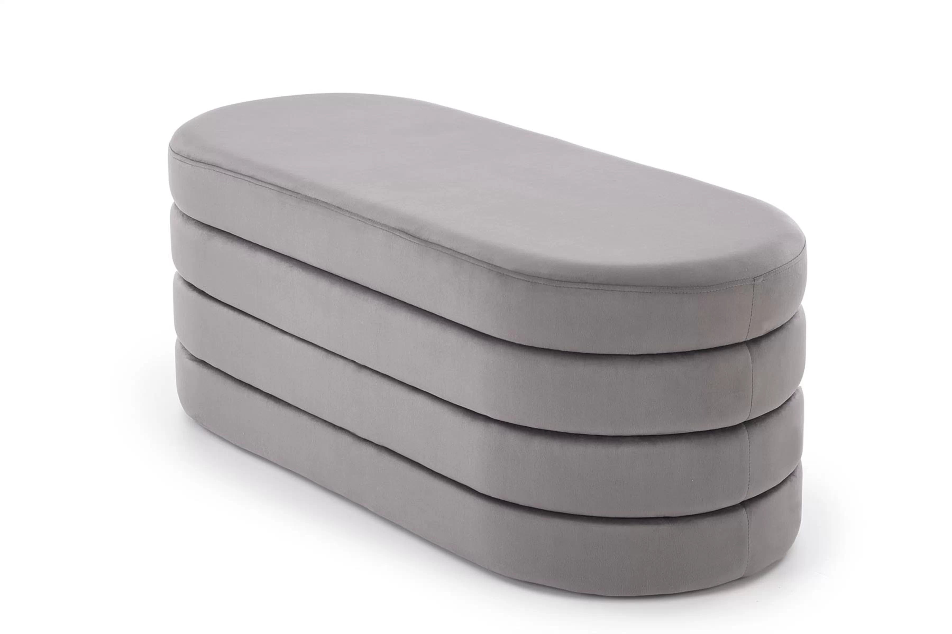 Čalúnená lavica Velio so zásobníkom do predsiene - popelavý zamat Lawka čalúnená Velio s úložným priestorom do predsienie - Popolový velúr