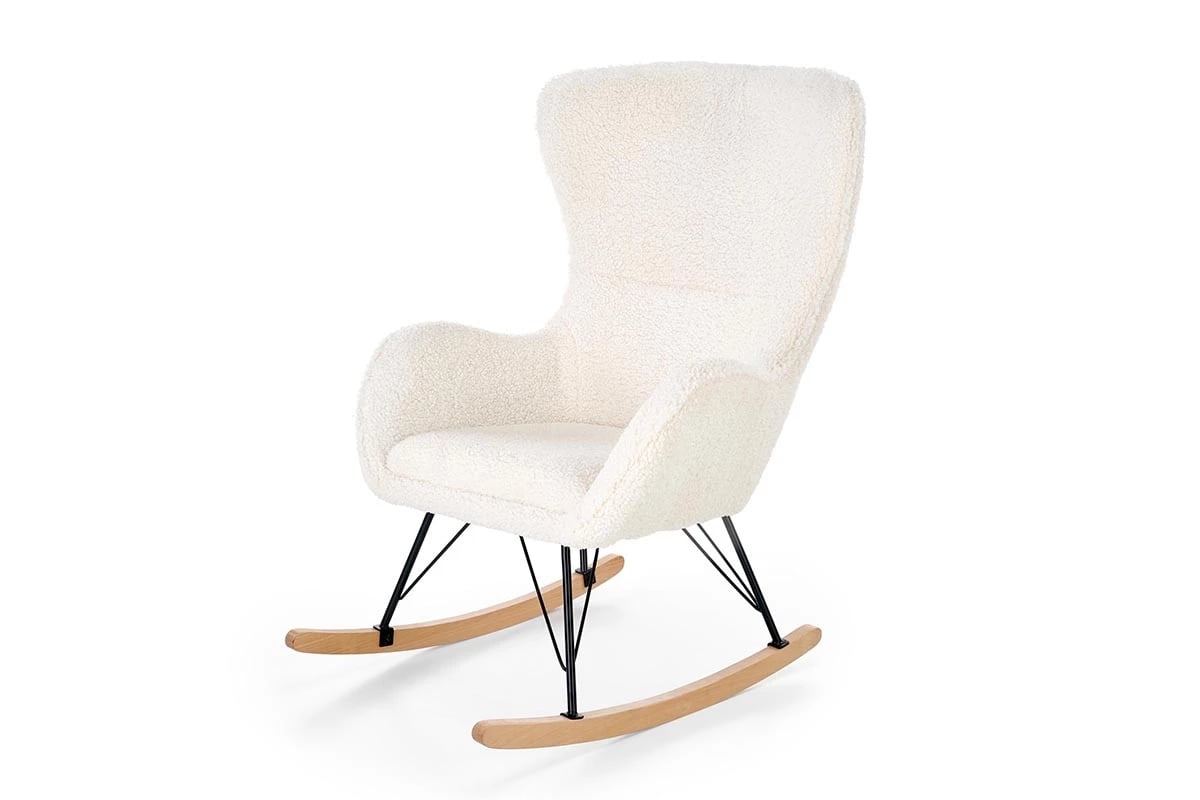 Křeslo Liberto 2 - krémová / černá / přírodní dřevo LIBERTO 2 Křeslo Krémový / Černý / přírodní