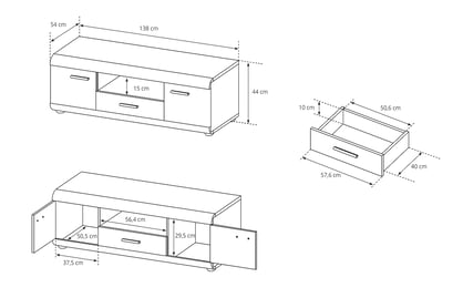 TV stolík Lisal a otvorenou policou 140 cm - dub sonoma TV skrinka z szuflada i wneka Lisal 140 cm - Dub sonoma 