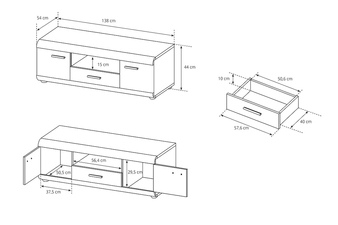 TV stolík Lisal a otvorenou policou 140 cm - dub sonoma TV skrinka z szuflada i wneka Lisal 140 cm - Dub sonoma 