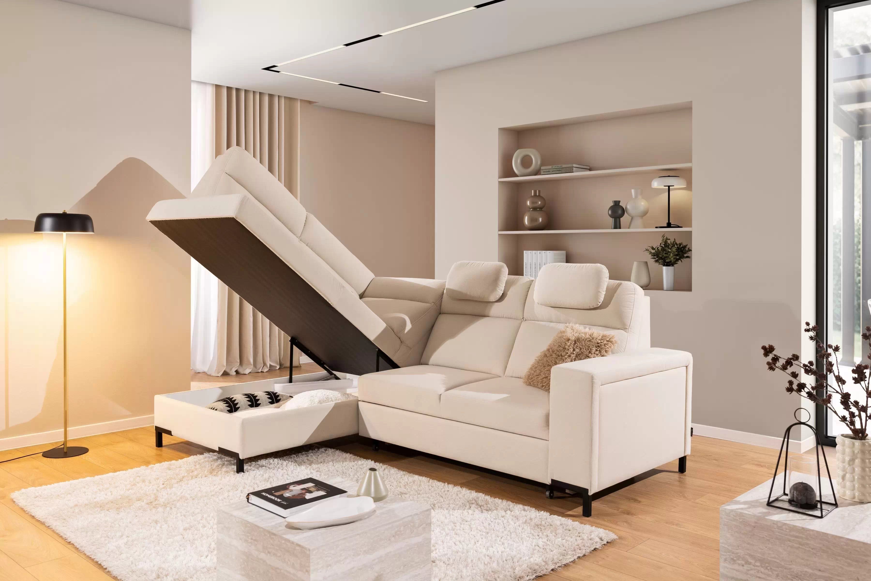 Rohová pohovka Loario L levá se širokými boky LOARIO BP-C+2SF+OT2L+N-B