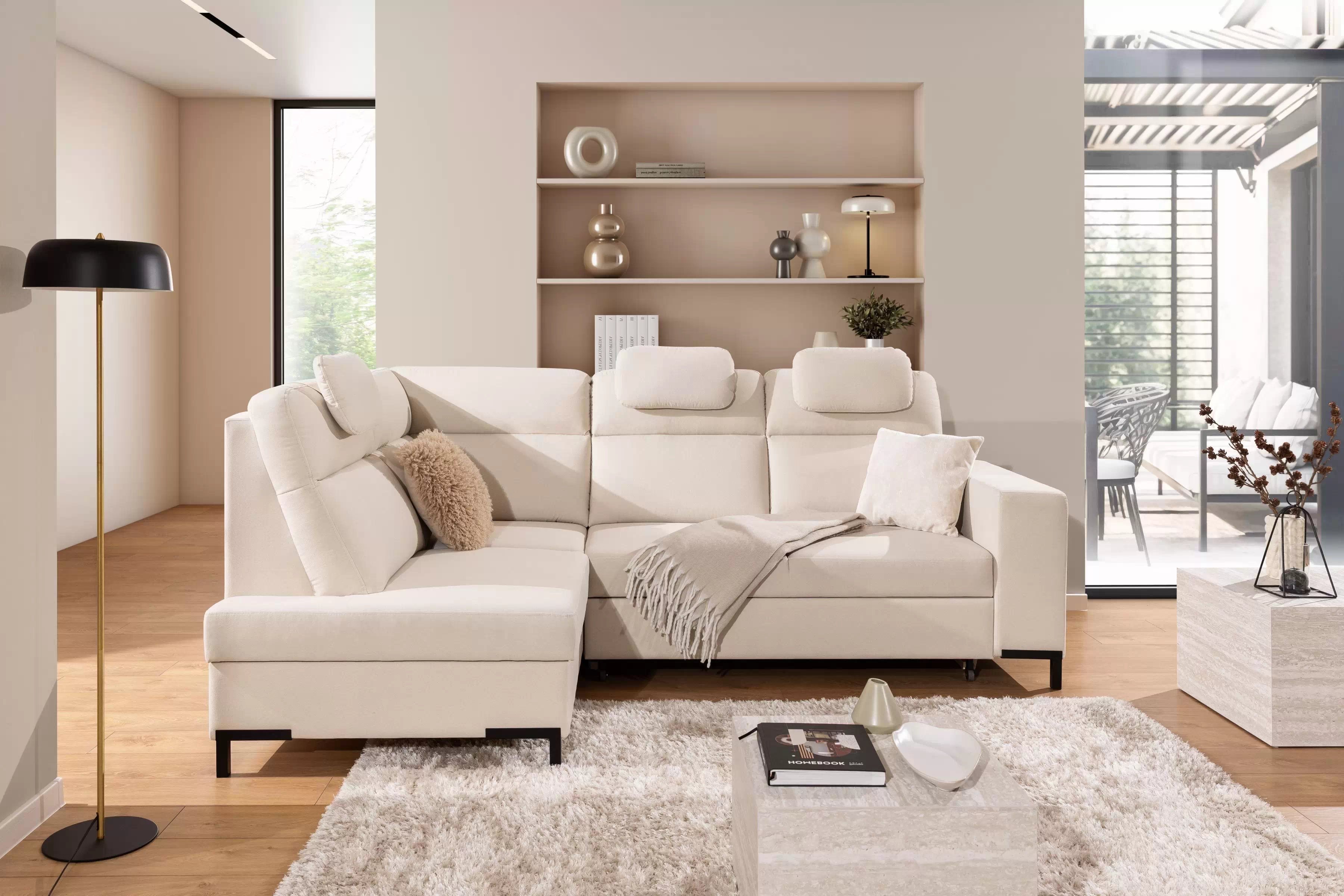 Rohová pohovka Loario L levá se širokými boky LOARIO BP-C+2SF+OT2L+N-B