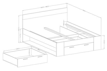 Postel Beta 91 se zásuvkami 160x200 - dub mauvella / černá postel do ložnice Beta 91 s zásuvkami 160x200 - Dub mauvella / Černý